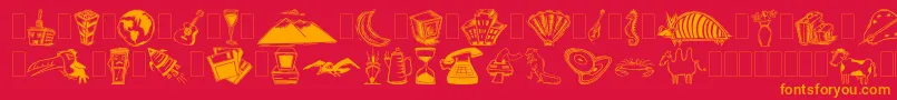 フォントDfinspirationsone – 赤い背景にオレンジの文字