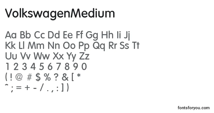 Fuente VolkswagenMedium - alfabeto, números, caracteres especiales