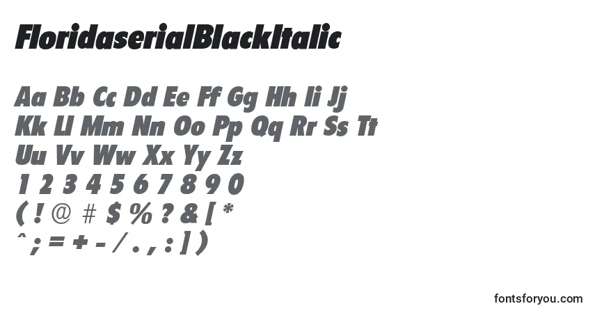 FloridaserialBlackItalicフォント–アルファベット、数字、特殊文字