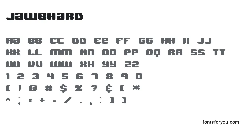 A fonte Jawbhard – alfabeto, números, caracteres especiais