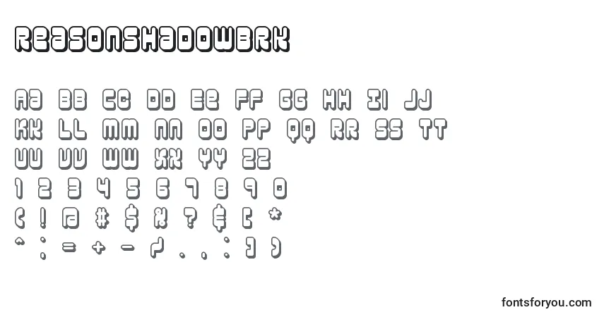 A fonte ReasonShadowBrk – alfabeto, números, caracteres especiais