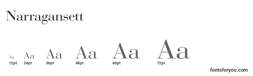 Размеры шрифта Narragansette