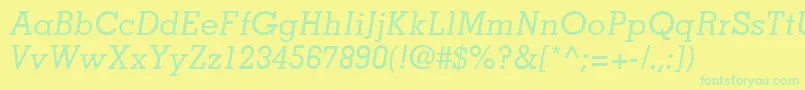 Czcionka MemphisLtMediumItalic – zielone czcionki na żółtym tle