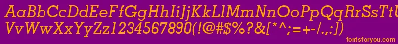 MemphisLtMediumItalic-Schriftart – Orangefarbene Schriften auf violettem Hintergrund
