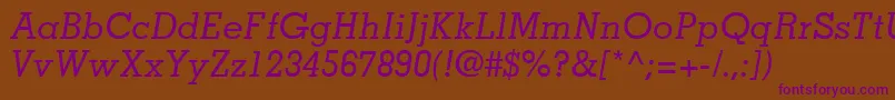 MemphisLtMediumItalic Font – Purple Fonts on Brown Background