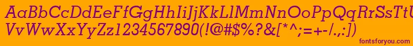MemphisLtMediumItalic Font – Purple Fonts on Orange Background