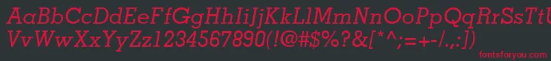 MemphisLtMediumItalic Font – Red Fonts on Black Background