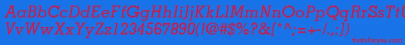 MemphisLtMediumItalic Font – Red Fonts on Blue Background