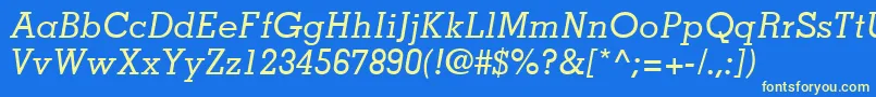 Czcionka MemphisLtMediumItalic – żółte czcionki na niebieskim tle