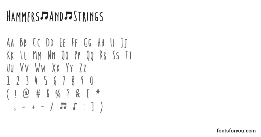 Schriftart Hammers.And.Strings – Alphabet, Zahlen, spezielle Symbole