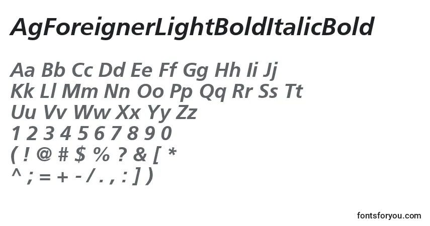 Шрифт AgForeignerLightBoldItalicBold – алфавит, цифры, специальные символы