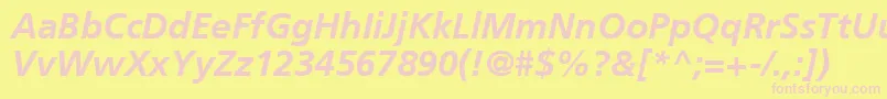 AgForeignerLightBoldItalicBold-fontti – vaaleanpunaiset fontit keltaisella taustalla