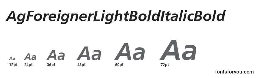 Размеры шрифта AgForeignerLightBoldItalicBold
