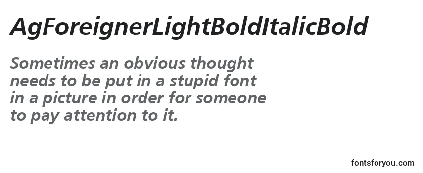 Review of the AgForeignerLightBoldItalicBold Font