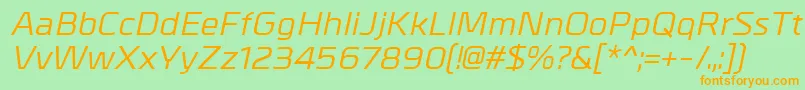 Fonte MetrikMediumitalic – fontes laranjas em um fundo verde