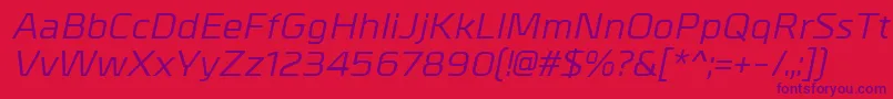 Weitere Informationen zur MetrikMediumitalic-Schriftart MetrikMediumitalic-Schriftart – Violette Schriften auf rotem Hintergrund