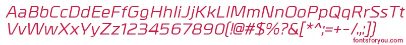 フォントMetrikMediumitalic – 白い背景に赤い文字