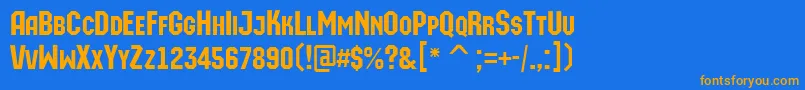 AMachinaortocaps Font – Orange Fonts on Blue Background