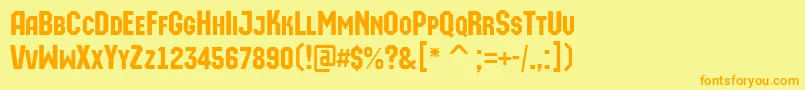 AMachinaortocaps Font – Orange Fonts on Yellow Background