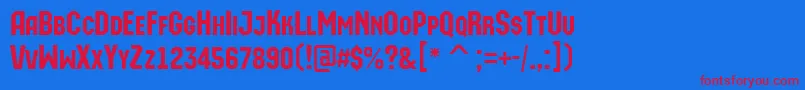 AMachinaortocaps-Schriftart – Rote Schriften auf blauem Hintergrund