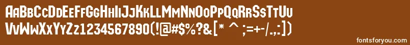 フォントAMachinaortocaps – 茶色の背景に白い文字