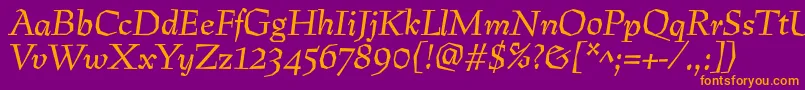 PreissigtextItalic Font – Orange Fonts on Purple Background