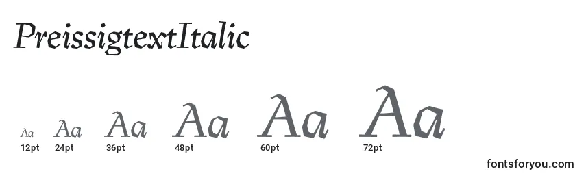 Размеры шрифта PreissigtextItalic