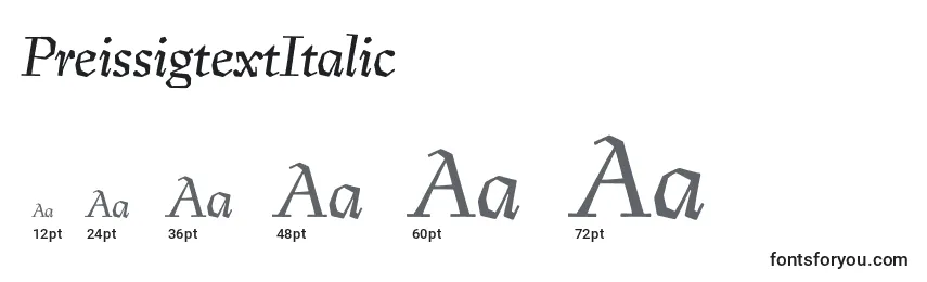 Tamanhos de fonte PreissigtextItalic