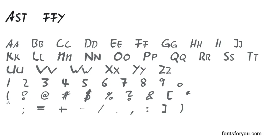 A fonte Ast ffy – alfabeto, números, caracteres especiais