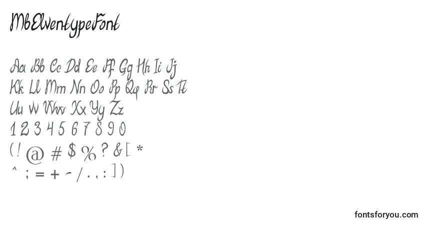 Schriftart MbElventypeFont – Alphabet, Zahlen, spezielle Symbole