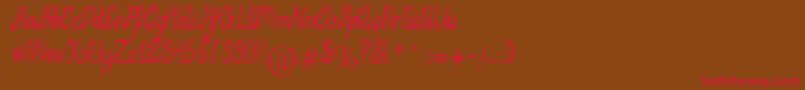 MbElventypeFont-Schriftart – Rote Schriften auf braunem Hintergrund