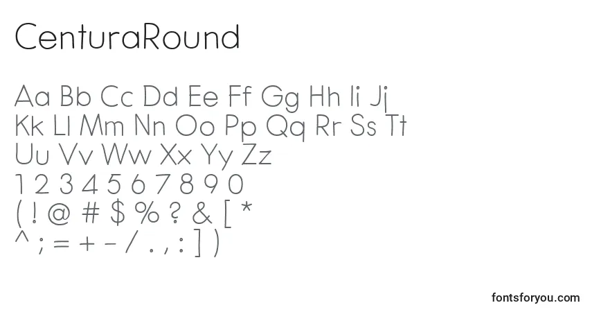 A fonte CenturaRound – alfabeto, números, caracteres especiais