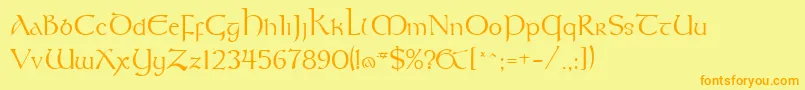 Fonte KeltNormal – fontes laranjas em um fundo amarelo