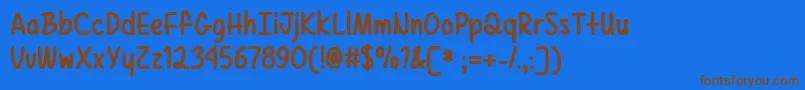 フォントTexasSpringTtf – 茶色の文字が青い背景にあります。