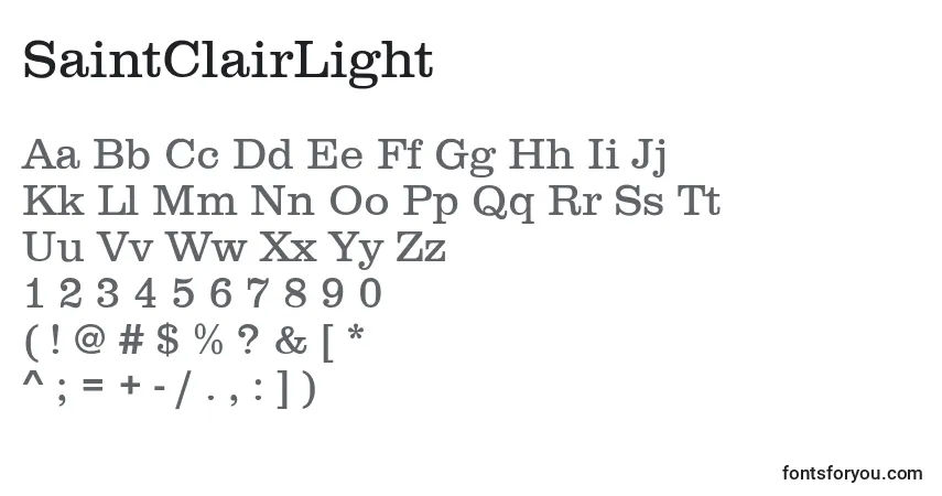 SaintClairLight Font – alphabet, numbers, special characters