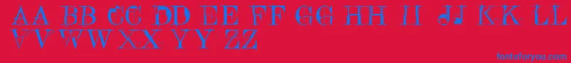 Construcaps Font – Blue Fonts on Red Background