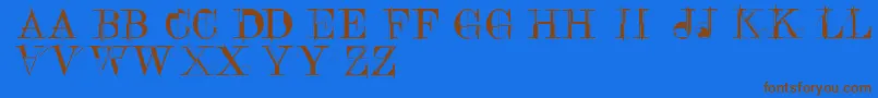 Construcaps Font – Brown Fonts on Blue Background