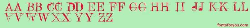 Construcaps-Schriftart – Rote Schriften auf grünem Hintergrund