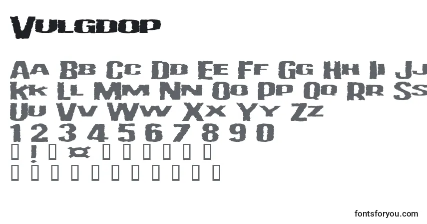 Schriftart Vulgdop – Alphabet, Zahlen, spezielle Symbole