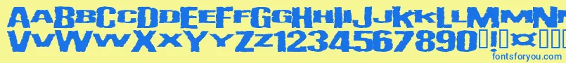 Vulgdop Font – Blue Fonts on Yellow Background