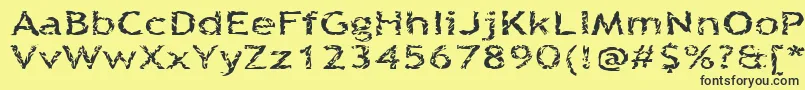 Quinquefoliolate-fontti – mustat fontit keltaisella taustalla