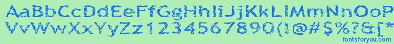 Quinquefoliolate-Schriftart – Blaue Schriften auf grünem Hintergrund