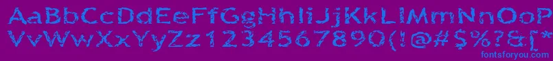 フォントQuinquefoliolate – 紫色の背景に青い文字