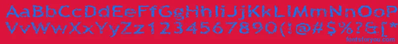 Quinquefoliolate-Schriftart – Blaue Schriften auf rotem Hintergrund