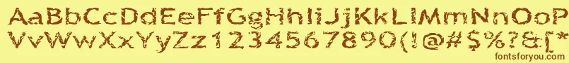 Quinquefoliolate-Schriftart – Braune Schriften auf gelbem Hintergrund