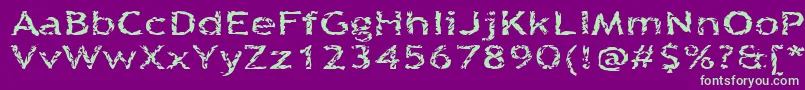 Quinquefoliolate-Schriftart – Grüne Schriften auf violettem Hintergrund