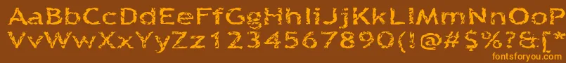 フォントQuinquefoliolate – オレンジ色の文字が茶色の背景にあります。