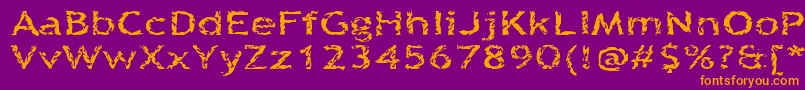 フォントQuinquefoliolate – 紫色の背景にオレンジのフォント