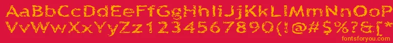 Quinquefoliolate-Schriftart – Orangefarbene Schriften auf rotem Hintergrund