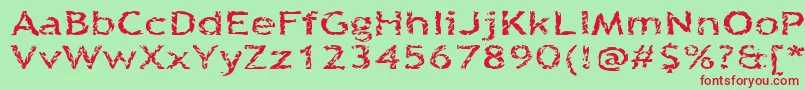 Quinquefoliolate-Schriftart – Rote Schriften auf grünem Hintergrund